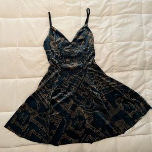 Small Sample BlackMilk Marauders Map Navy Velvet Mini Strappy Dress